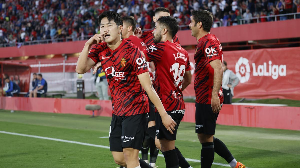 Kang celebra su segundo gol ante el Getafe.