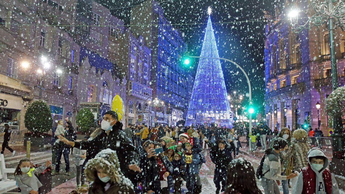 Foto de archivo del día del encendido de la luces de Navidad de Vigo.