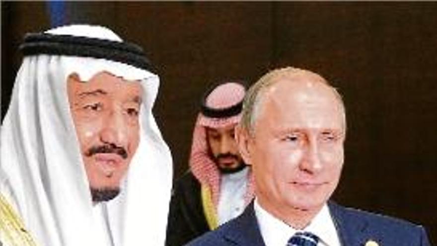 El rei saudita i el president de Rússia ahir, a la cimera del G-20