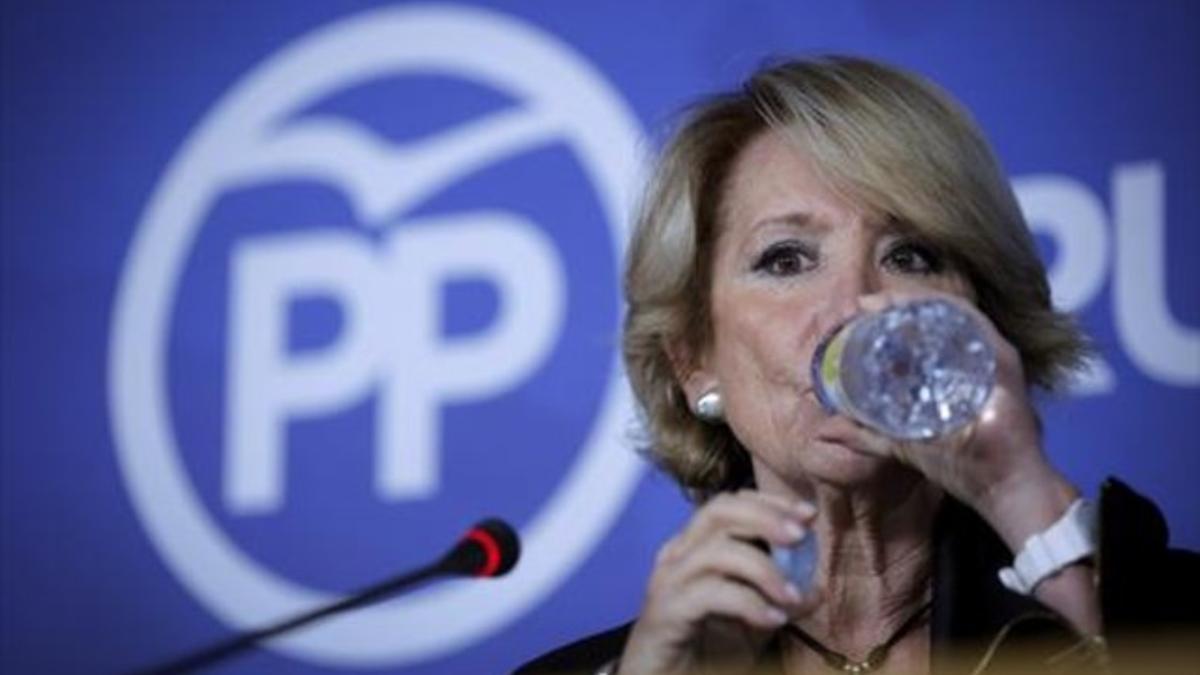 Esperanza Aguirre, en una rueda de prensa.