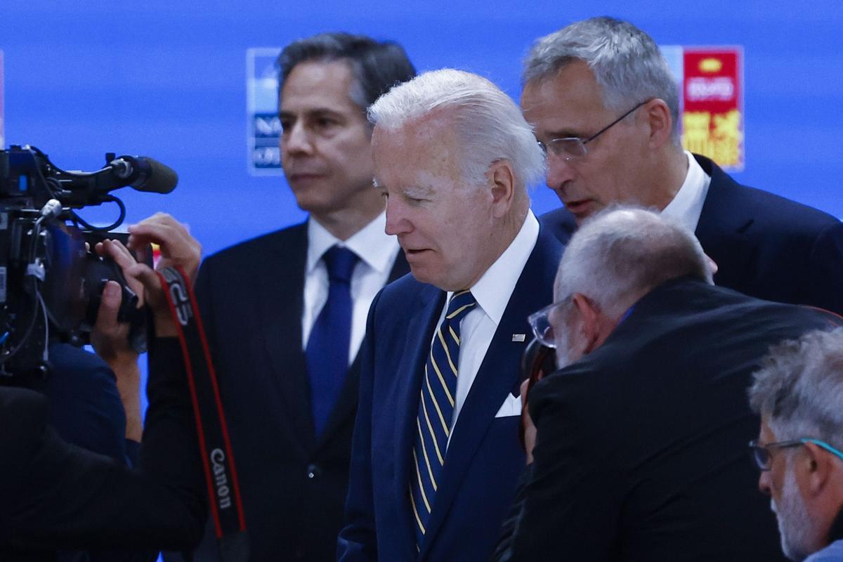 MADRID, 30/06/2022.- El presidente de los Estados Unidos, Joe Biden en la segunda jornada de la cumbre de la OTAN que se celebra este jueves en el recinto de Ifema, en Madrid. EFE/Sergio Pérez