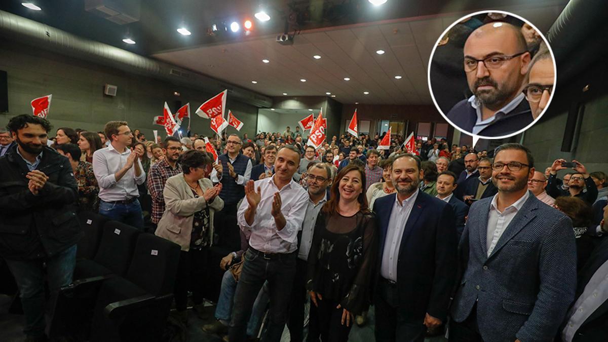 Koldo nunca perdió de vista a su jefe, el ministro, durante el acto electoral que se celebró en Palma en el mes de marzo de 2019.