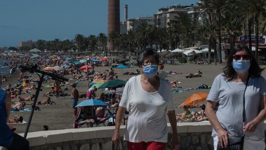 Imagen de las playas de la zona este de Málaga capital, este fin de semana.