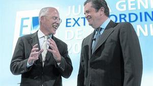 El conseller delegat d’Enel, Francesco Starace (esquerra), amb Borja Prado, ahir.