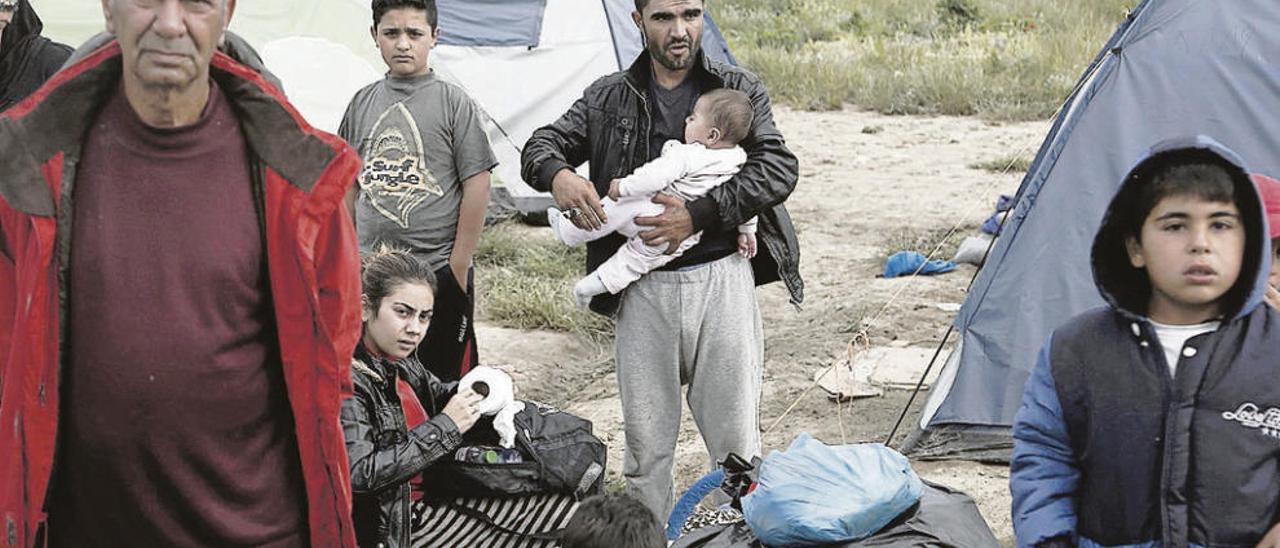 Refugiados en el campo Idomenei, el pasado mes de mayo.