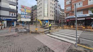 Restricciones de tráfico en el centro de Mieres por las obras de peatonalización del eje comercial
