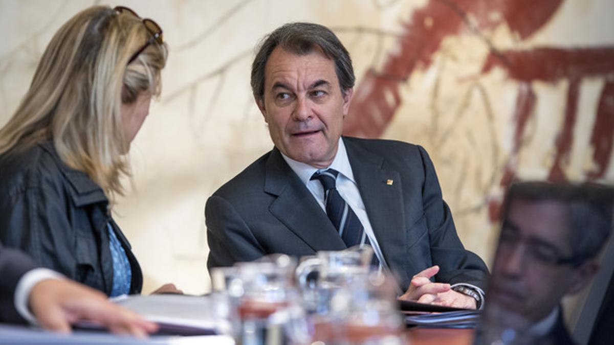 Artur Mas y Joana Ortega, durante la reunión del Govern del martes 21 de abril.