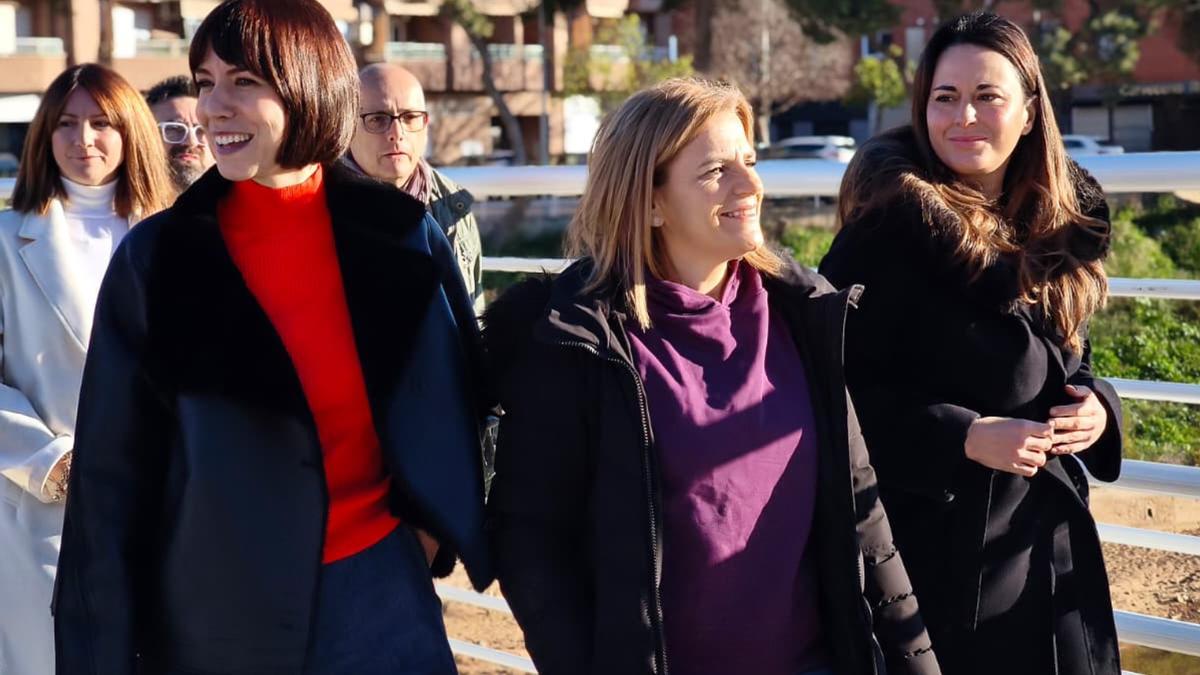 Diana Morant, Pilar Bernabé y Zulima Pérez en su visita a Paiporta esta mañana.