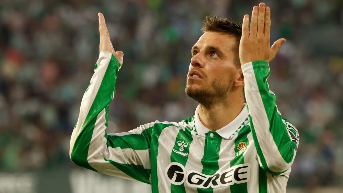 Lo Celso, celebrando un gol esta temporada con el Real Betis
