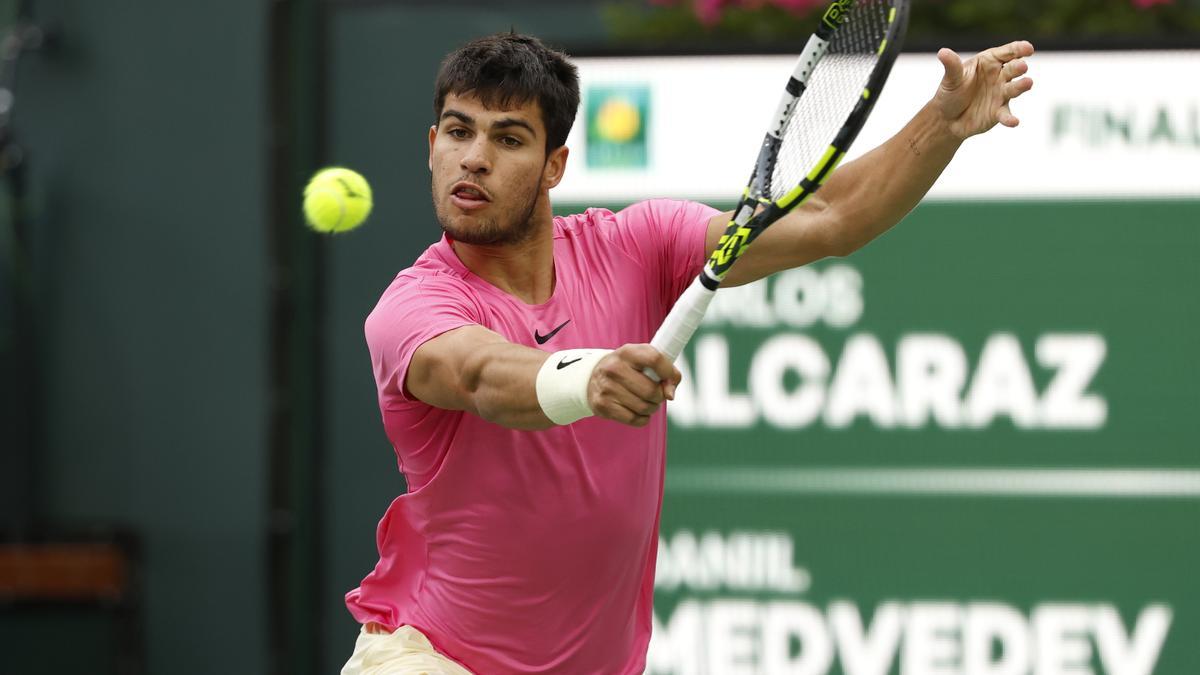 Carlos Alcaraz, durante la final de Indian Wells ante Daniil Medvedev.