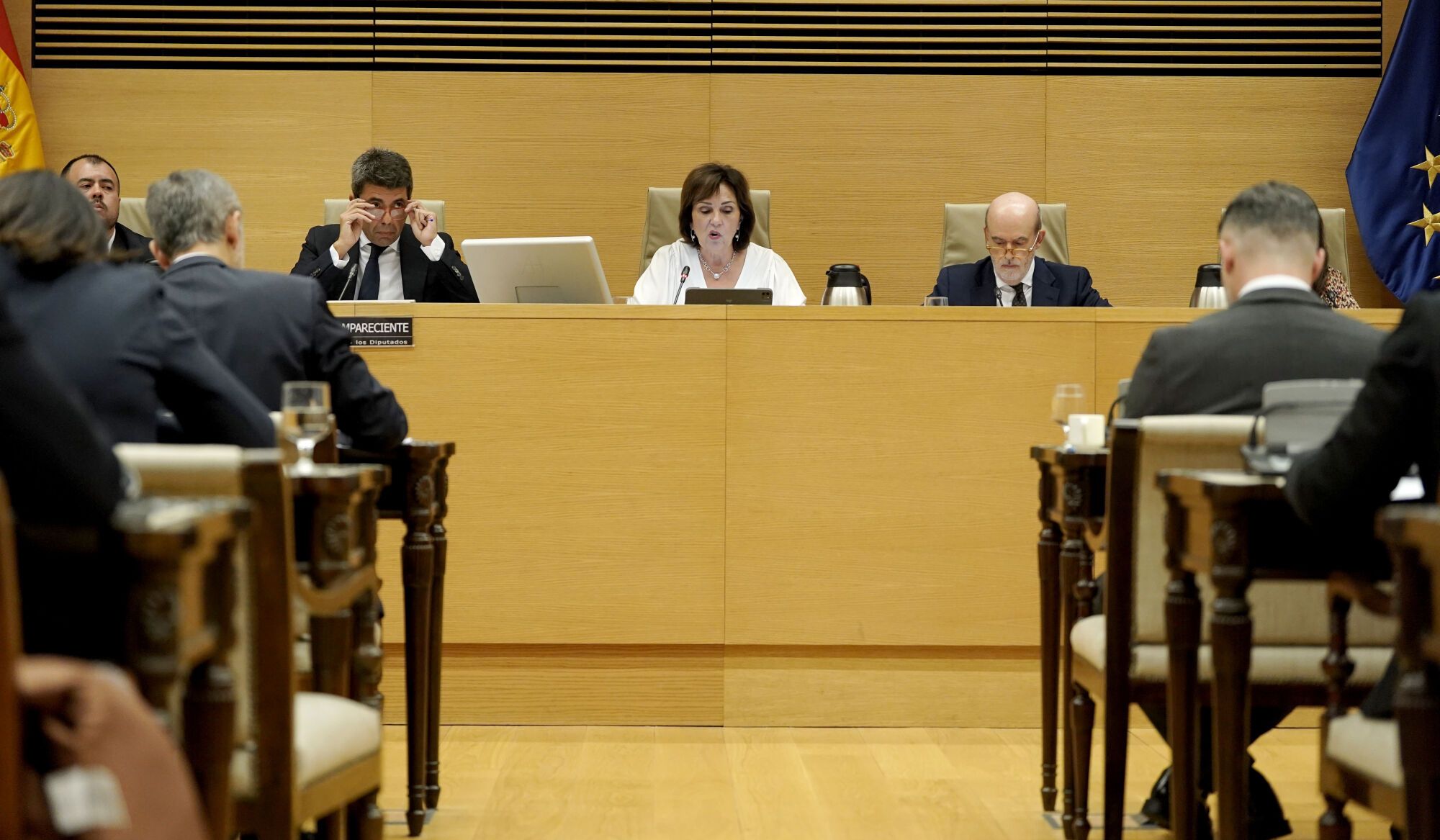 El 'president' en funciones de la Generalitat Valenciana, Carlos Mazón, durante su comparecencia en la comisión de investigación de la dana en el Congreso
