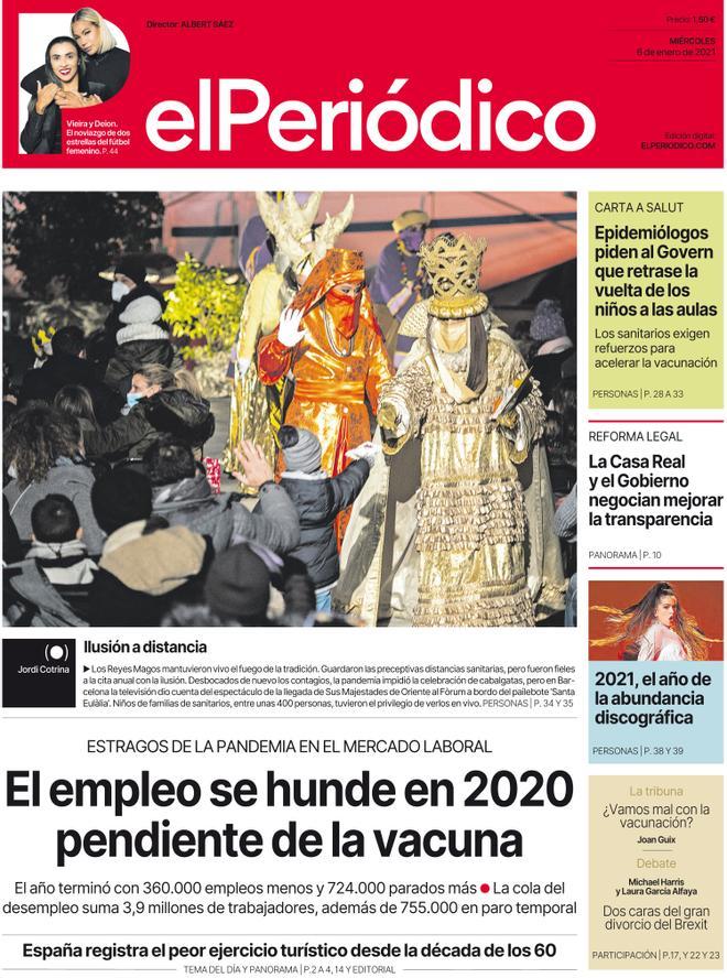 La portada d’EL PERIÓDICO del 6 de gener del 2021