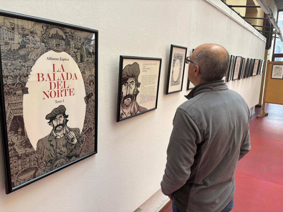 Exposición de originales de "La Balada del Norte" de Alfonso Zapico en las Escuelas Dorado de Sama (Langreo)