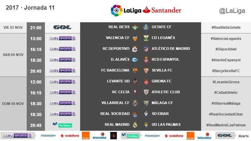 Los horarios de la 11 jornada. // @LaLiga