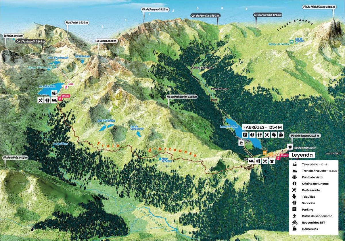 Mapa del trayecto del tren de Artouste