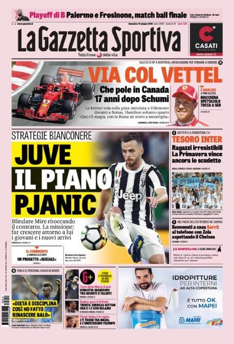 Portada GAZZETTA DELLO SPORT domingo 10 de junio