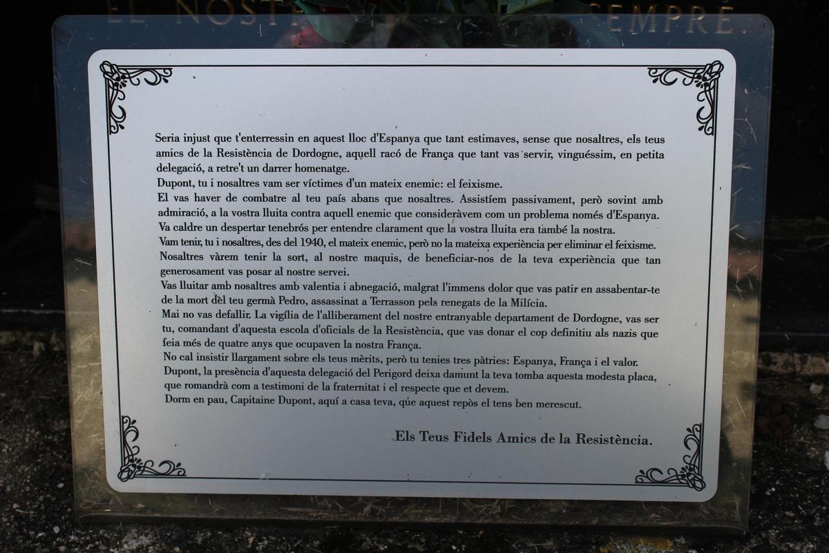 Una placa recorda el seu pas per la Resistència contra els nazis