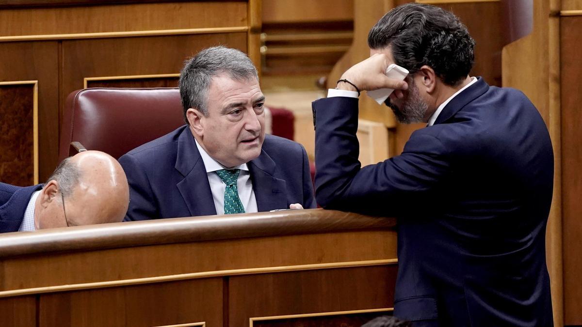 Aitor Esteban y Guillermo Pascual durante el pleno.