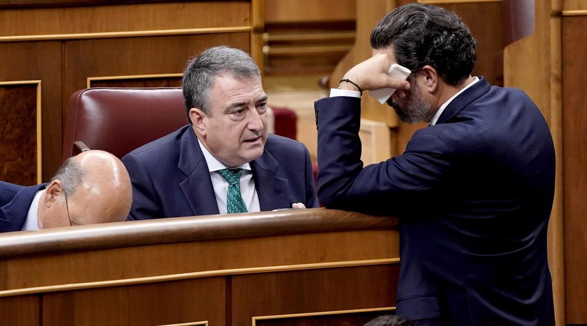 Aitor Esteban y Guillermo Pascual durante el pleno.
