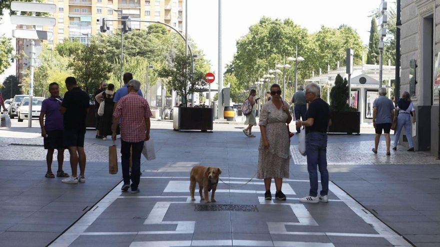 Un mujer pasea a su perro por Santa Clara. |