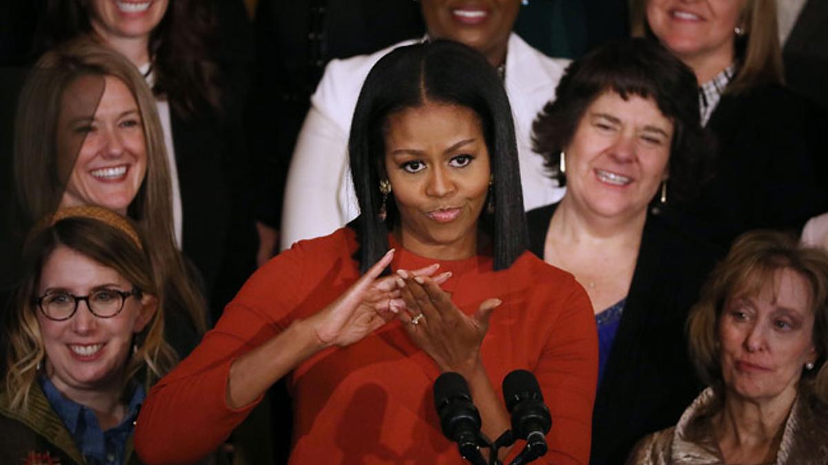Michelle Obama, durante una intervención