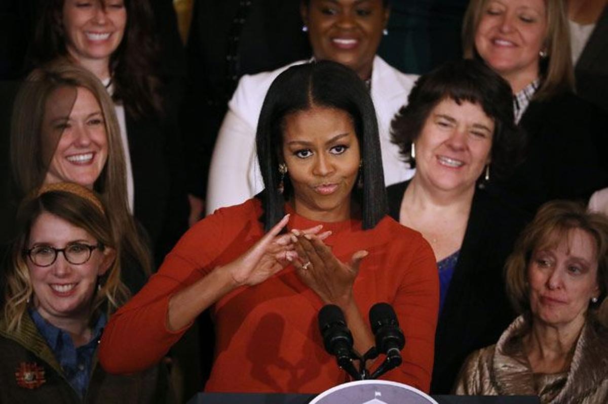Michelle Obama, durante una intervención