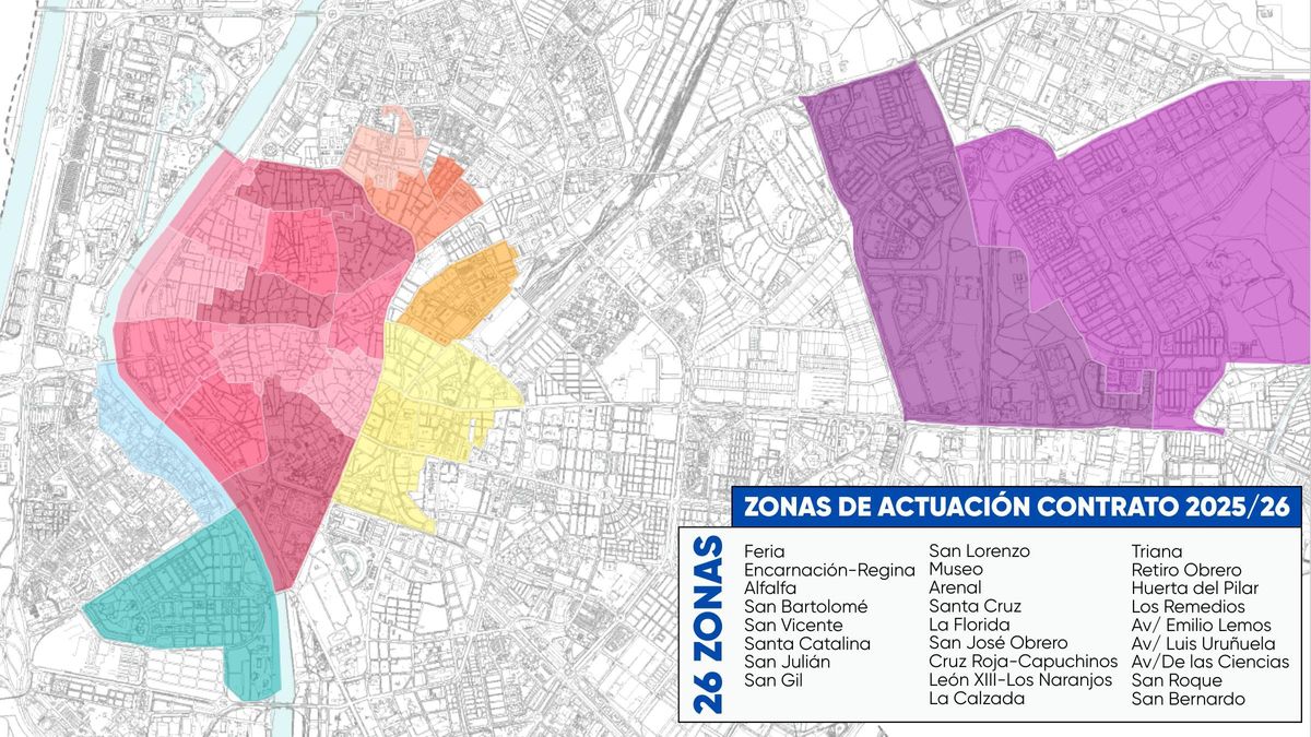 Zonas de actuación de los serenos en Sevilla en 2025 y 2026