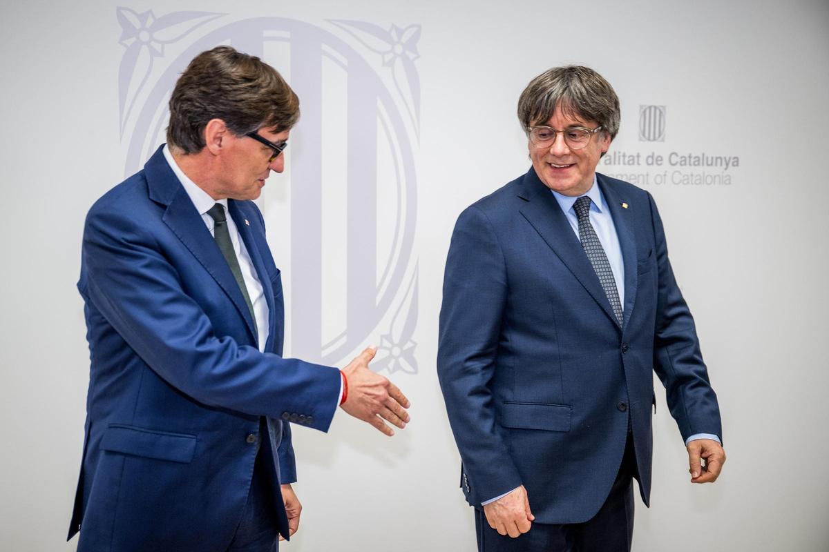 Salvador Illa y Carles Puigdemont en su cita en Bruselas de la semana pasada.