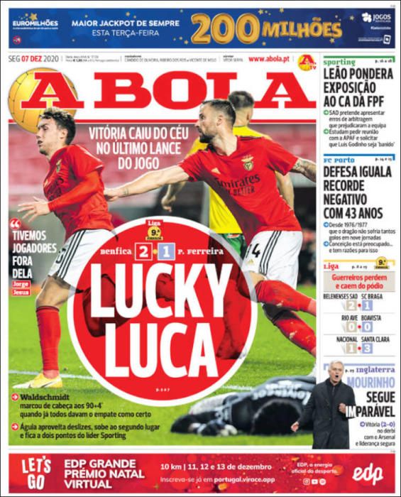 Portada A BOLA lunes 7 diciembre 2020