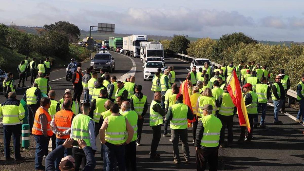 Imagen de una de las protestas de los agricultores este viernes en Córdoba.