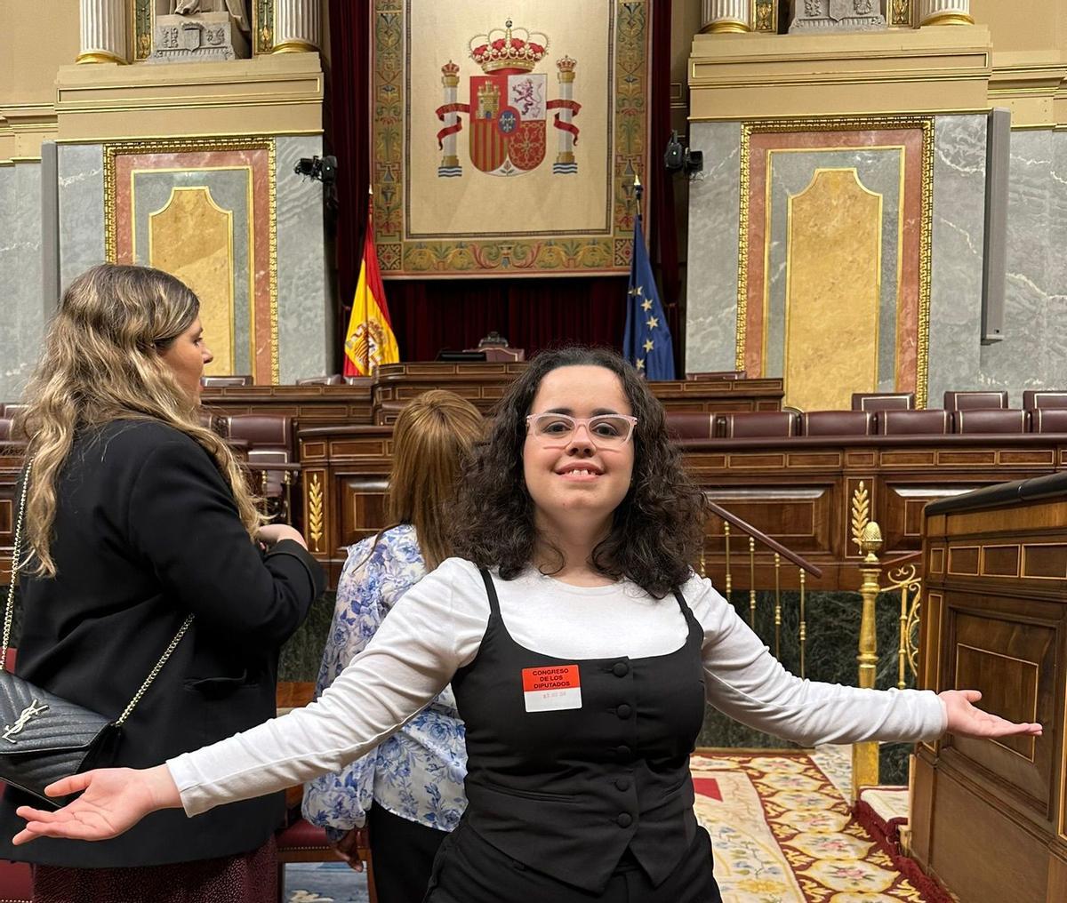 Paula López, en el interior del Congreso de los Diputados.