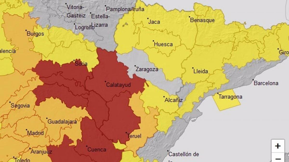 Aviso rojo por temperaturas de hasta -15ºC en la Ibérica zaragozana, Albarracín y el Jiloca