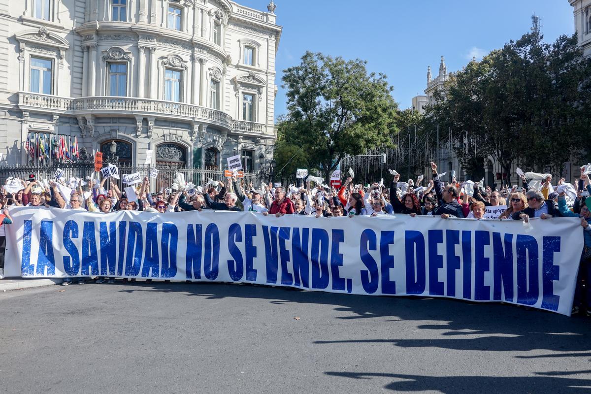 Manifestación en favor de la sanidad pública en Madrid.