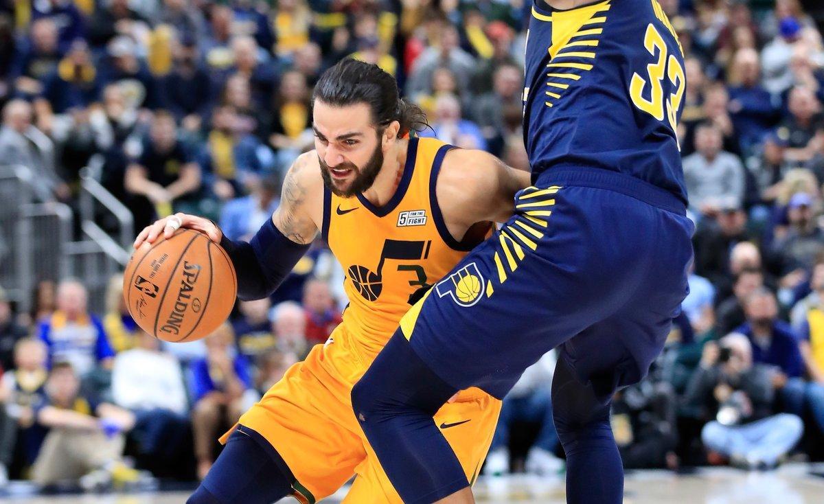 INDIANAPOLIS, IN - NOVEMBER 19: Ricky Rubio #3 of the Utah Jazz dribbles the ball against the Indiana Pacers at Bankers Life Fieldhouse on November 19, 2018 in Indianapolis, Indiana. NOTE TO USER: User expressly acknowledges and agrees that, by downloading and or using this photograph, User is consenting to the terms and conditions of the Getty Images License Agreement.   Andy Lyons/Getty Images/AFP