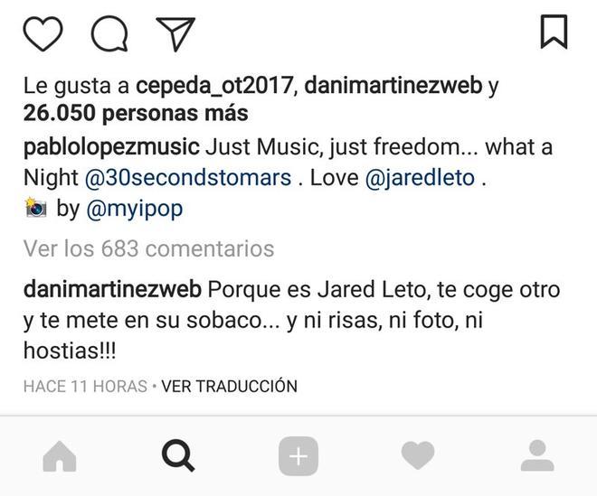 Comentario de Dani Martínez a Pablo López