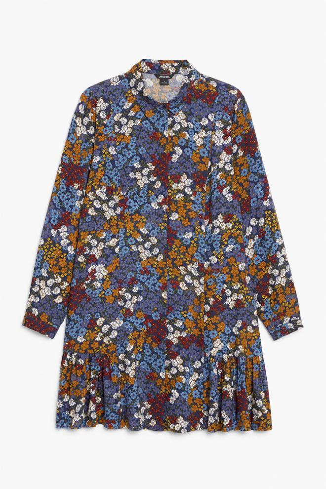 Vestido camisero floral, de Monki