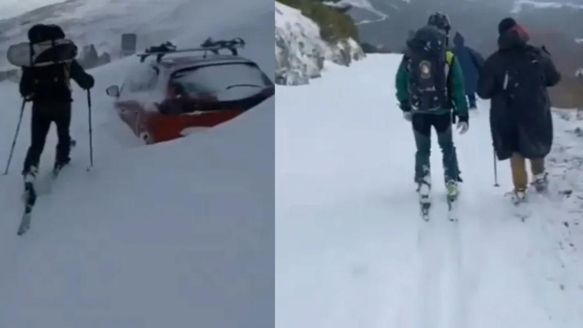 Una pareja canaria, atrapados en la nieve