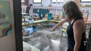 La pluja inunda el gimnàs i una aula de l’escola Verd de Girona