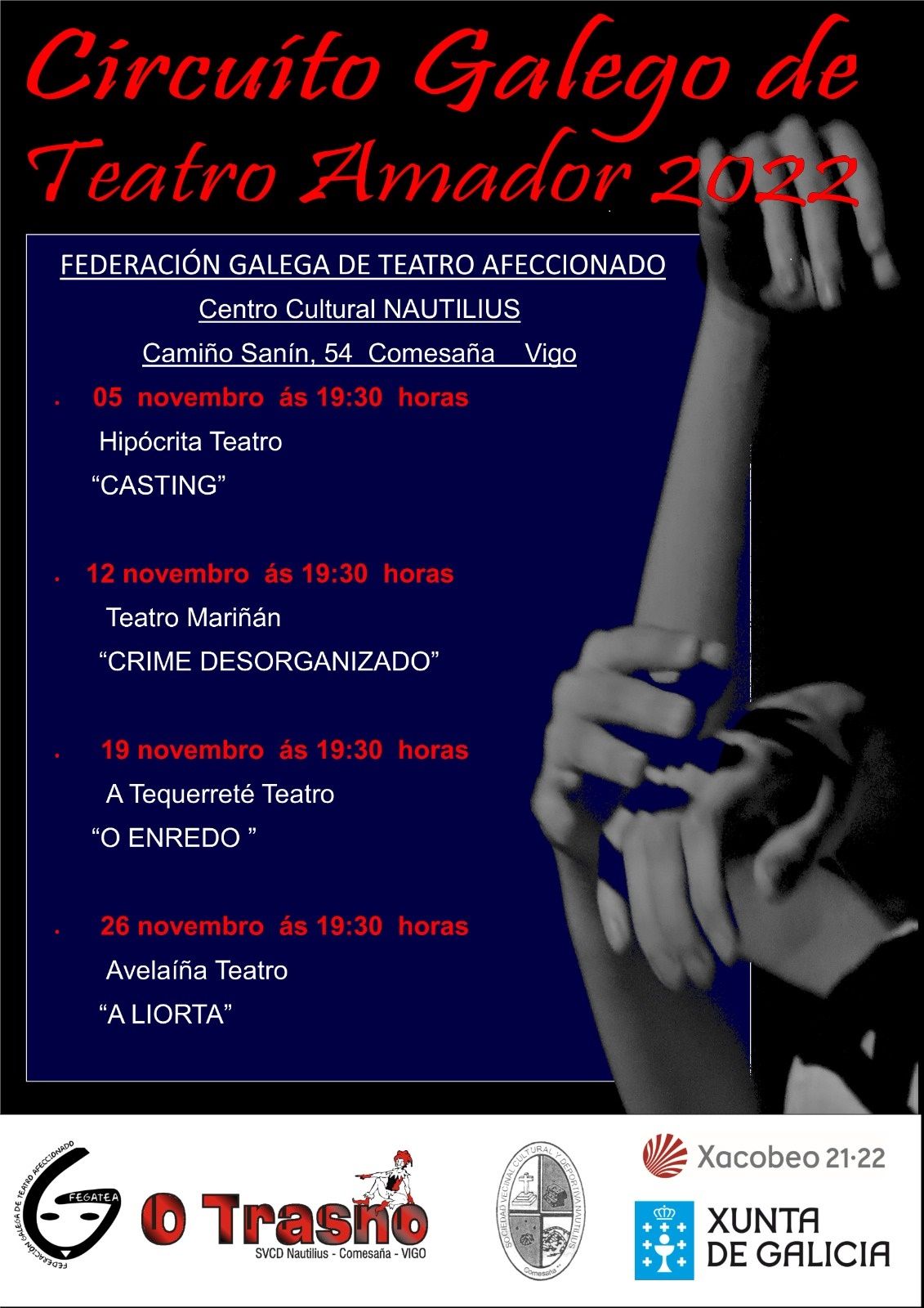 Cartel con toda la programación del Circuito Galego de Teatro Amador