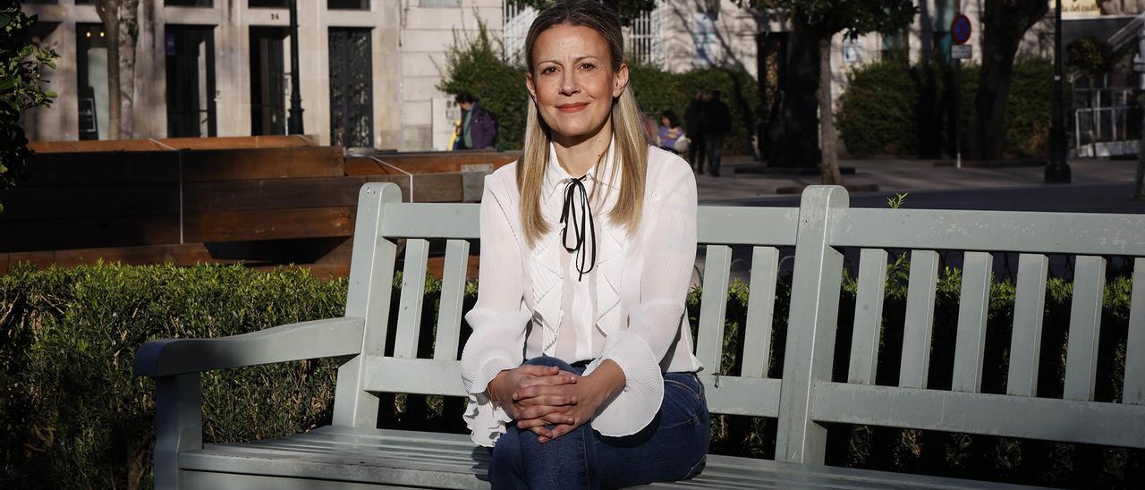 Patricia Hermida, en la Plaza de Compostela de Vigo.