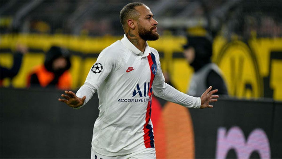 Neymar anotó el único tanto del PSG tras una magistral jugada de Mbappé