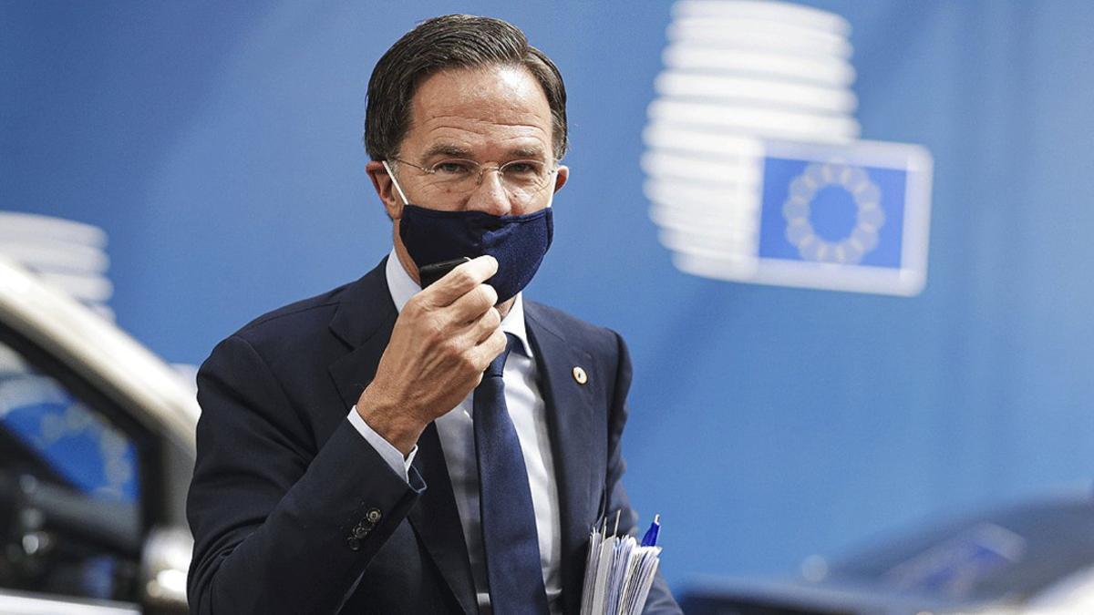 El primer ministro holandés, Mark Rutte, a su llegada a la cuarta jornada de la cumbre de la UE en Bruselas, este lunes 20 de julio