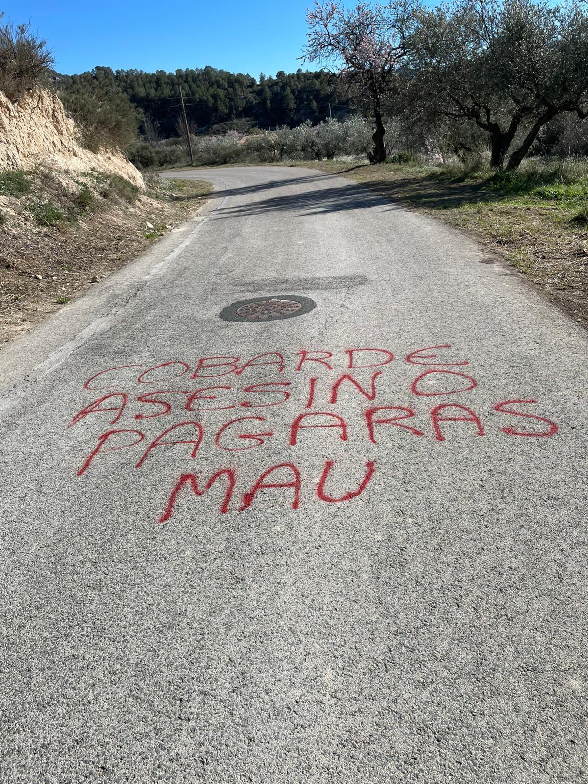 Pintada en la zona donde apareció la gata malherida.