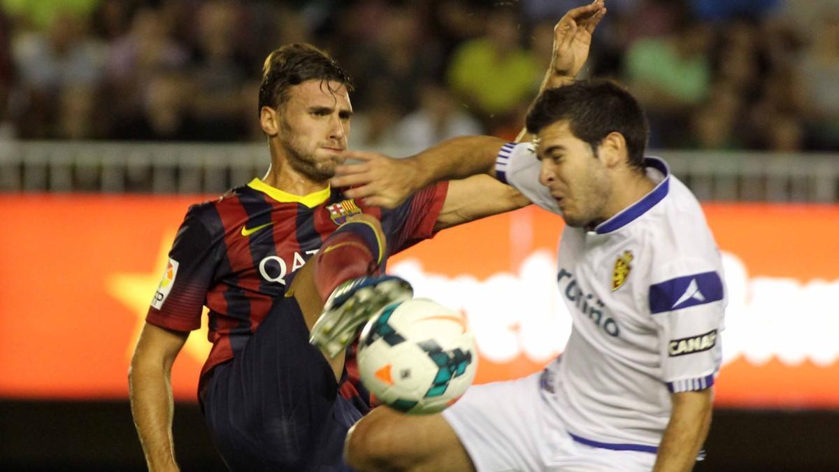 Víctor Rodríguez con Sergi Gómez en un Barça B-Zaragoza