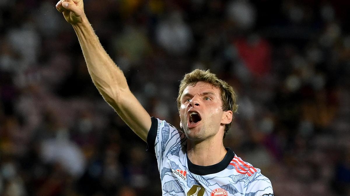 Müller celebra su gol en el Camp Nou