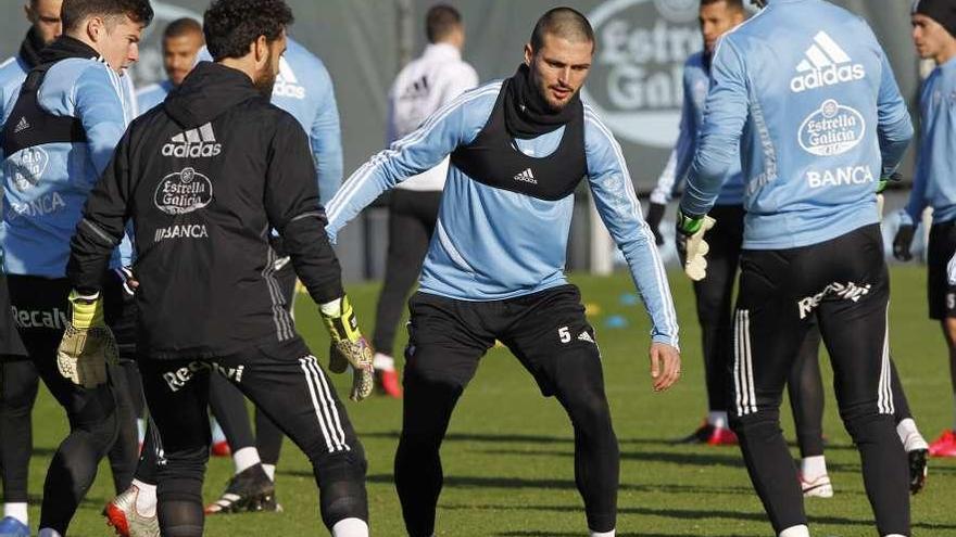 Imagen de un entrenamiento del Celta en A Madroa. // Ricardo Grobas