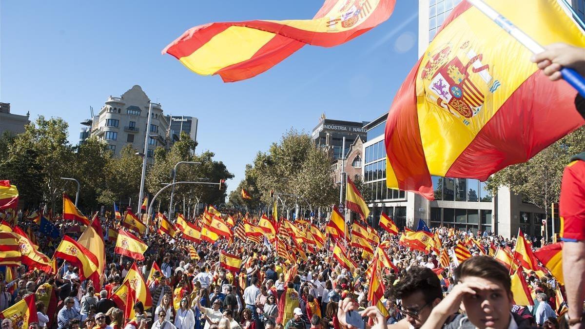 Marcha de SCC, bajo el lema &quot;Tots som Catalunya&quot;.
