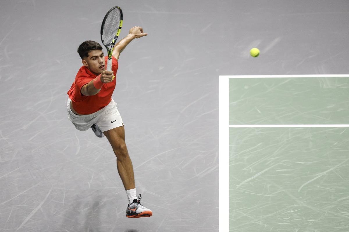 Alcaraz - Machac de Copa Davis, en imágenes