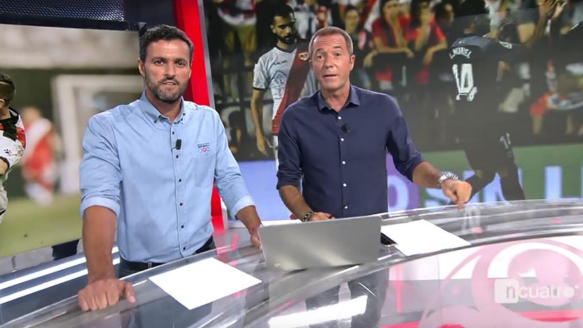 Kiko Narvaéz y Manu Carreño en el nuevo plató de 'Deportes Cuatro'