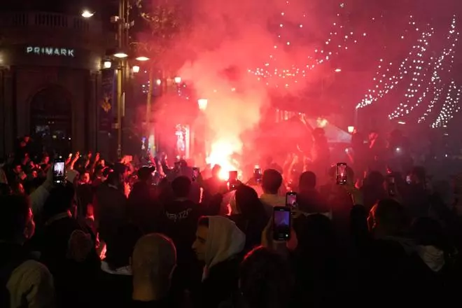 Los aficionados de Marruecos en España celebran su victoria